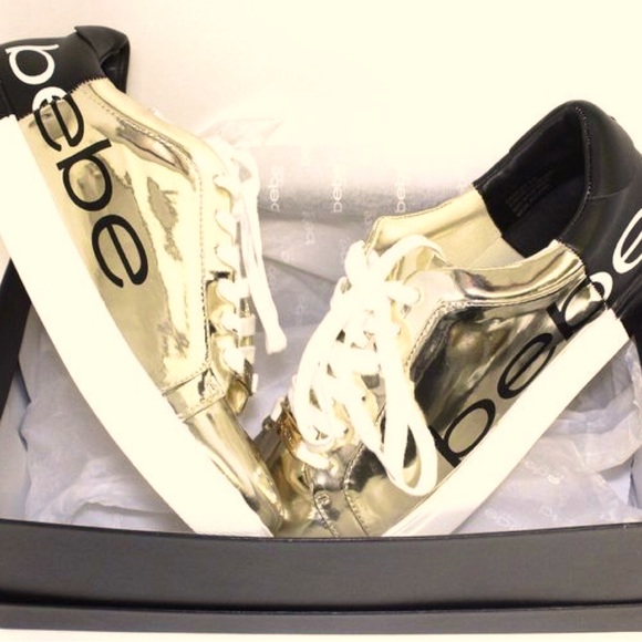 bebe Shoes - NWT BeBe Sneakers Gold and Black with Original Box From Nordstrom